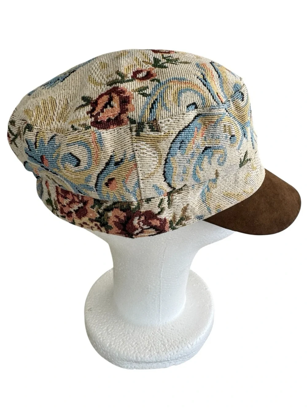 David & Young Newsboy Slouch Hat floral tapestry baker boy